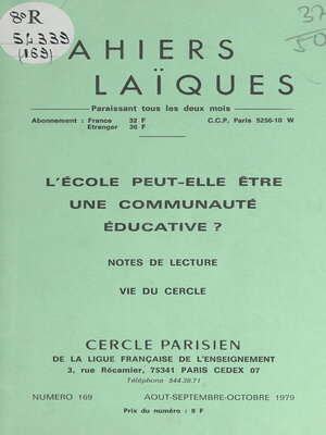cover image of L'École peut-elle être une communauté éducative ?